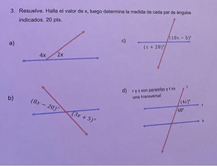 Solved 3. Solve. Find the value of x, then determine the | Chegg.com