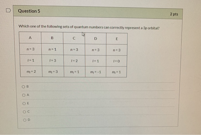 Solved Question 5 2 pts Which one of the following sets of | Chegg.com