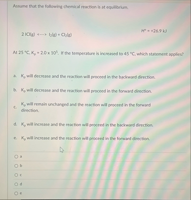 Solved Assume that the following chemical reaction is at | Chegg.com