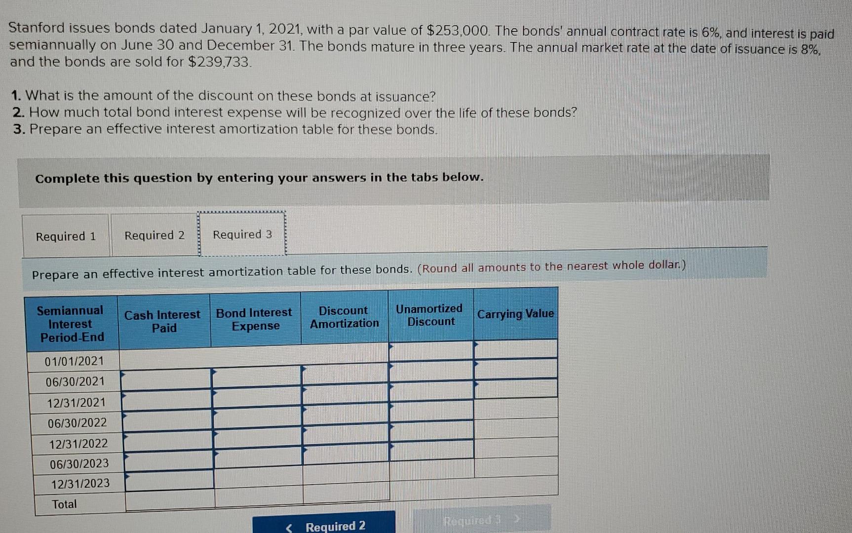 Solved Stanford issues bonds dated January 1, 2021, with a | Chegg.com