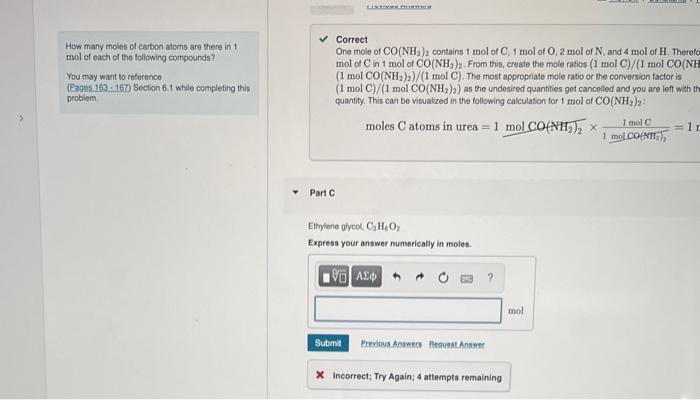 Solved How many moles of carbon atoms are there in 1 mol of | Chegg.com