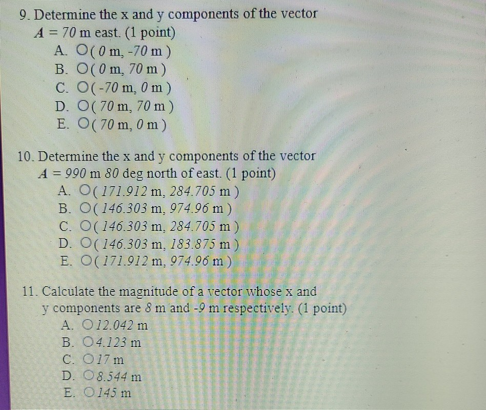 Solved 9. Determine the x and y components of the vector A = | Chegg.com