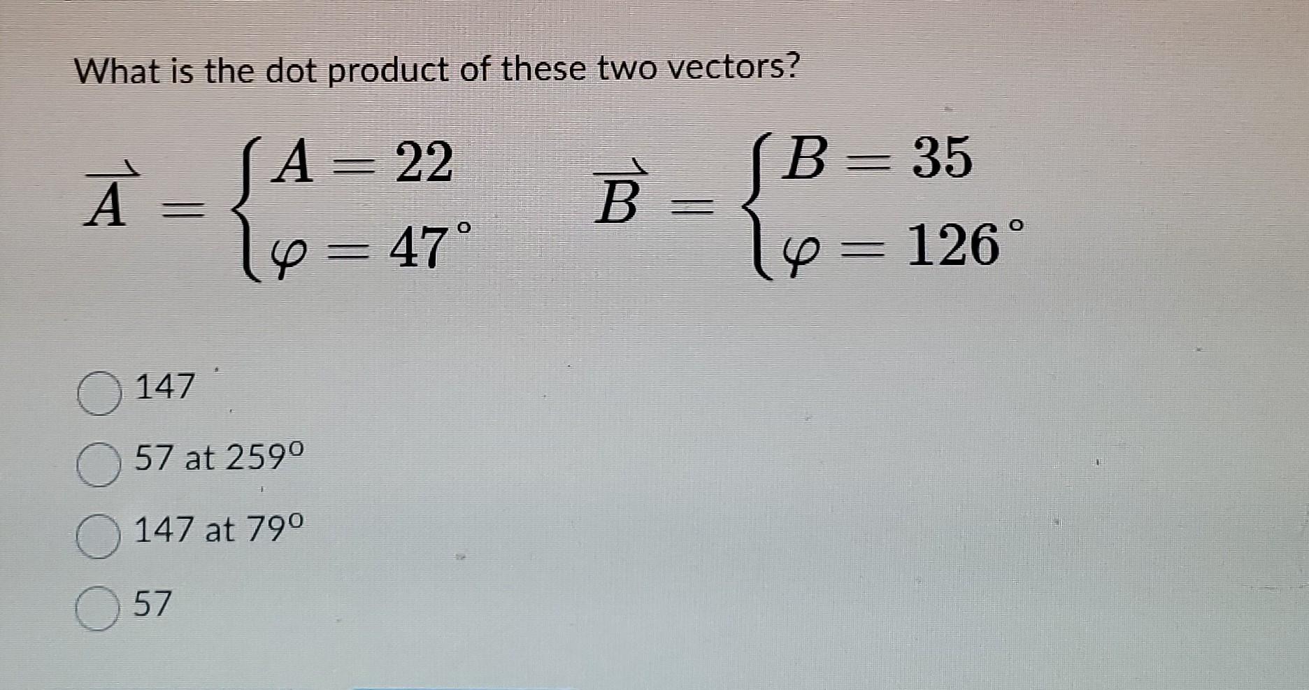 Solved What Is The Dot Product Of These Two Vectors? | Chegg.com