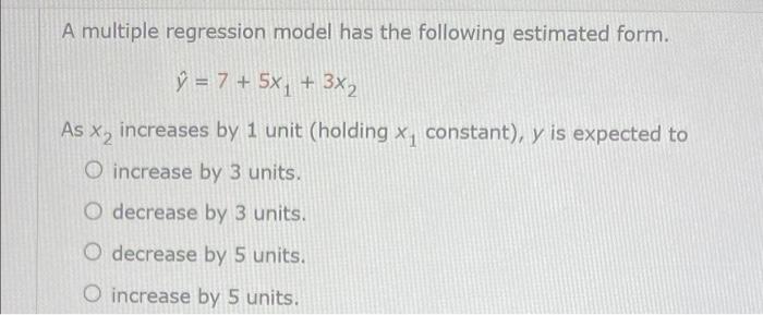 Solved A multiple regression model has the following | Chegg.com