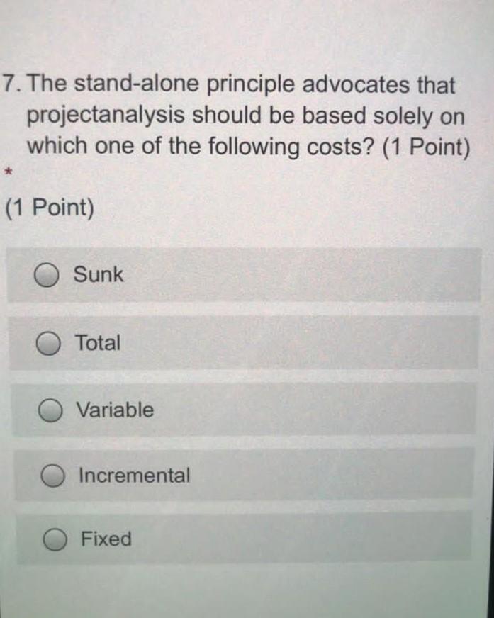 Solved 7. The standalone principle advocates that
