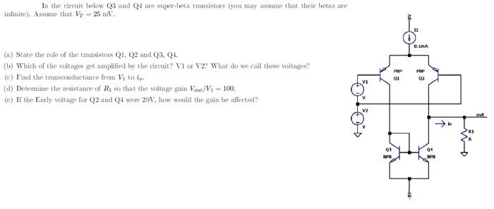 Solved In the circuit below QS and QA are super-beta | Chegg.com