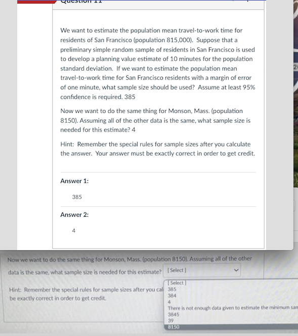 Solved We want to estimate the population mean | Chegg.com