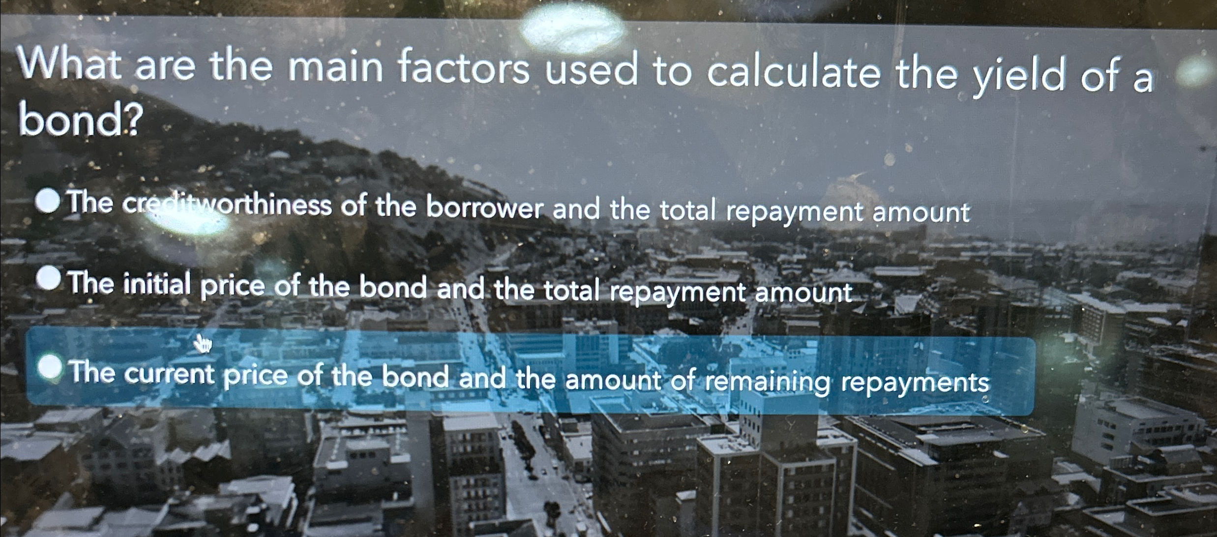 Solved What are the main factors used to calculate the yield | Chegg.com