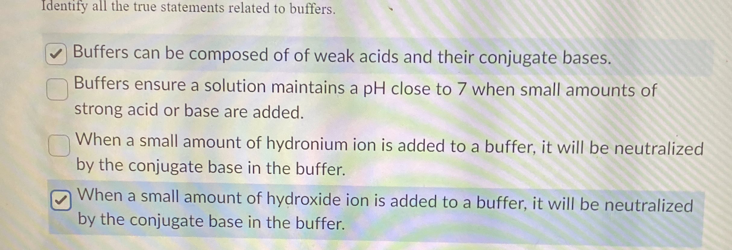 Solved Identify all the true statements related to buffers. | Chegg.com