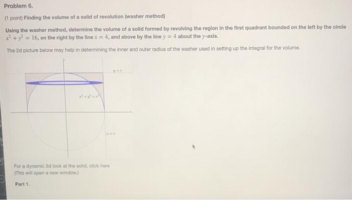 Solved Problem 6. (1 point) Finding the volume of a solid of | Chegg.com