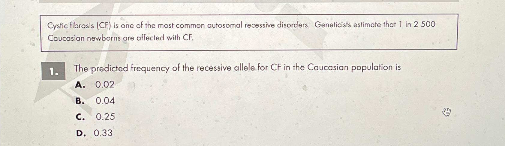 Solved Cystic fibrosis (CF) ﻿is one of the most common | Chegg.com