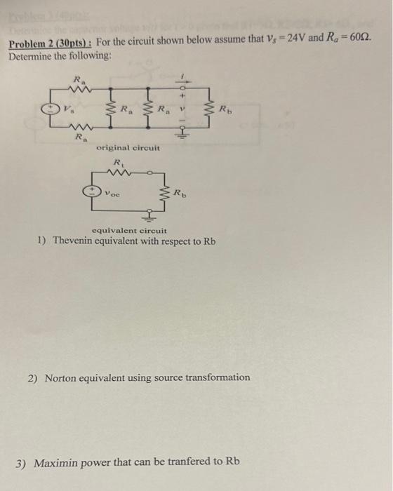 Solved Problem 2 (30pts): For The Circuit Shown Below Assume | Chegg.com