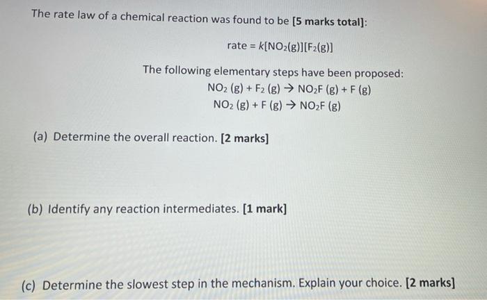 Solved The rate law of a chemical reaction was found to be | Chegg.com