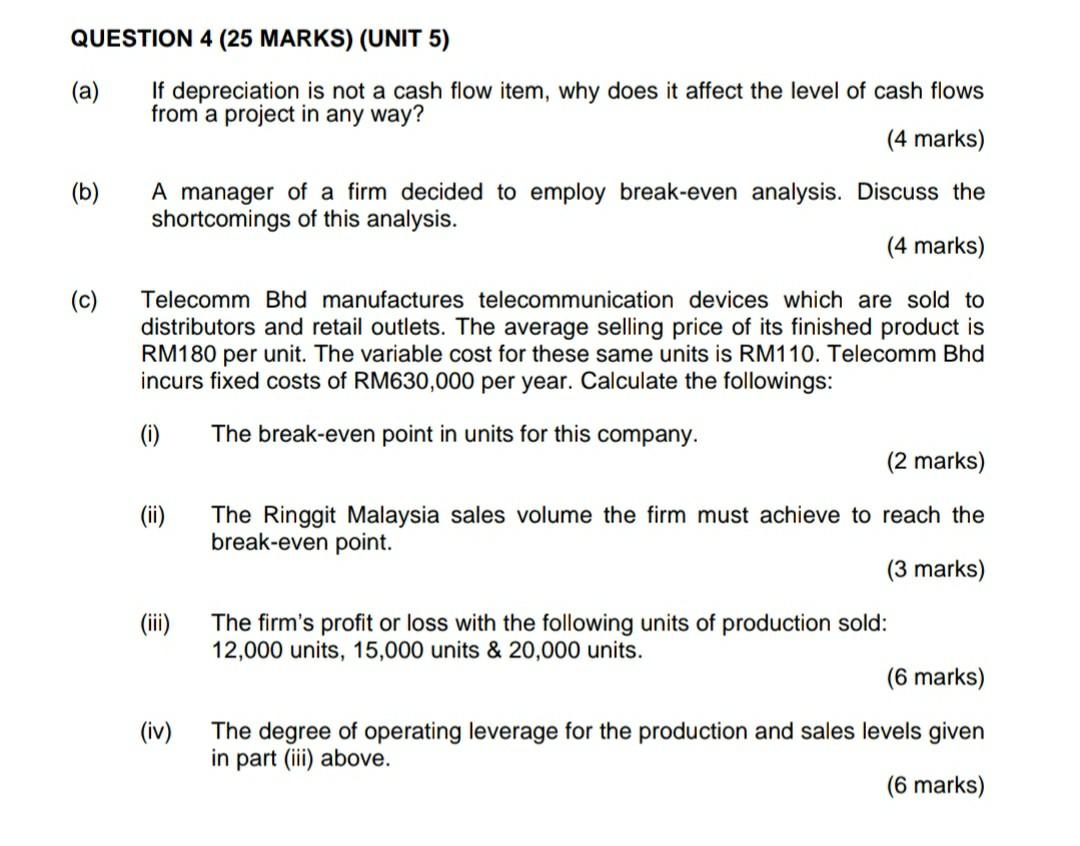 Solved QUESTION 1 (25 MARKS) (UNIT 3) The following is the | Chegg.com