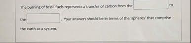 Solved The burning of fossil fuels represents a transfer of | Chegg.com
