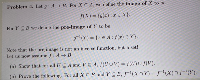 Solved Problem 4 Let G A B For X Ca We Define The Ima Chegg Com