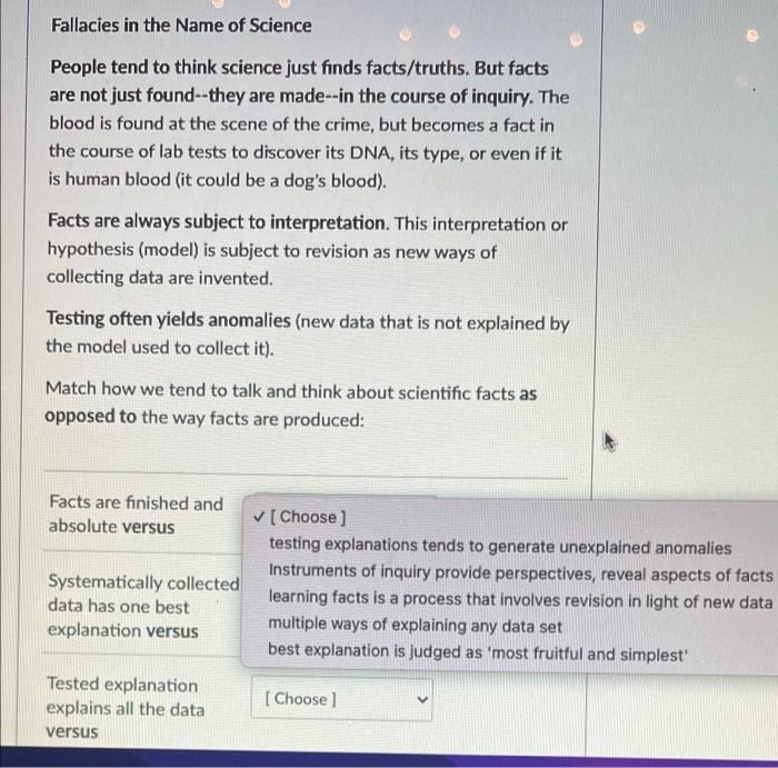 Fallacies in the Name of Science People tend to think | Chegg.com