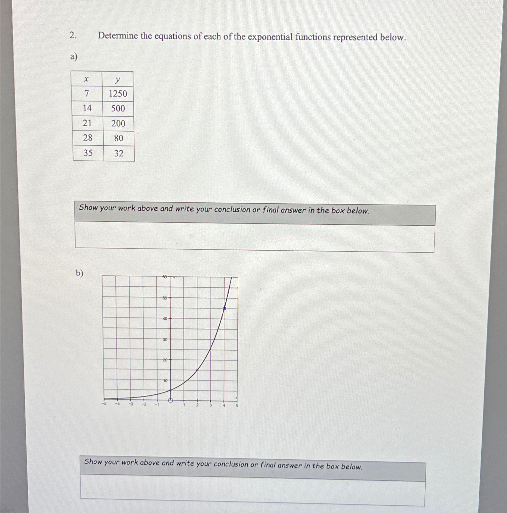 Solved Determine the equations of each of the exponential | Chegg.com