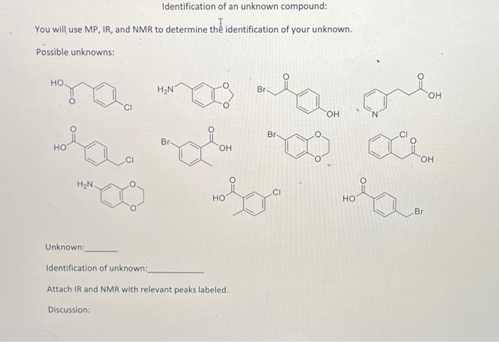 Identification of an unknown compound: You will use | Chegg.com