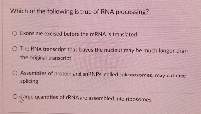 Solved Which of the following is true of RNA | Chegg.com