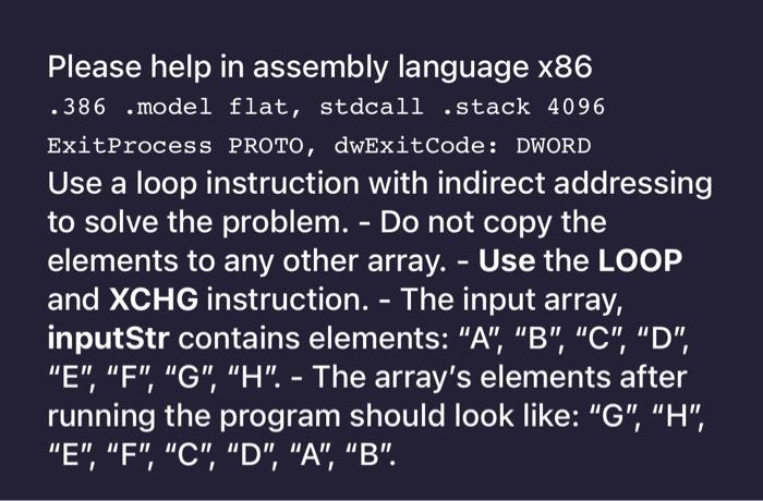 Solved Please Help In Assembly Language X86 .386 .model | Chegg.com