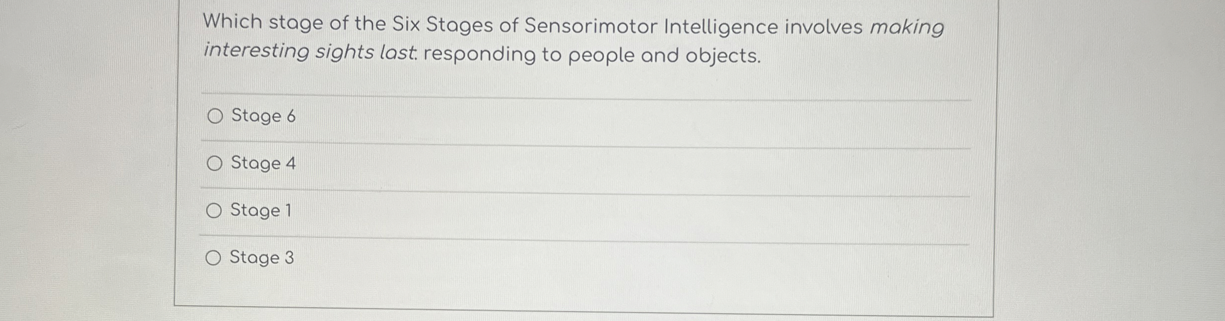 Six stages of sensorimotor intelligence sales