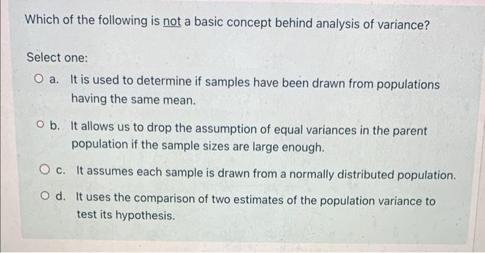 Solved Which Of The Following Is Not A Basic Concept Behind | Chegg.com