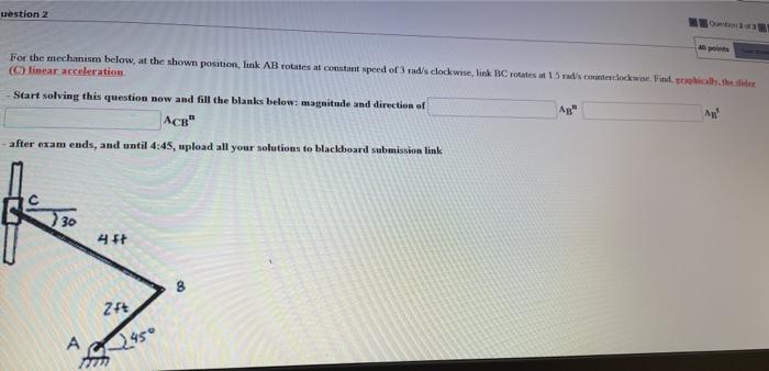 Solved uestion 2 For the mechanism below, at the shown | Chegg.com