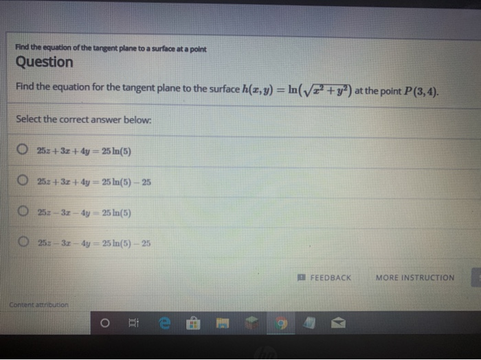 Solved Find The Equation For The Tangent Plane To The Sur Chegg Com