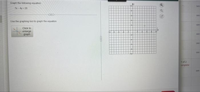 Solved Graph the following equation 7x - 4y28 10 Use the | Chegg.com