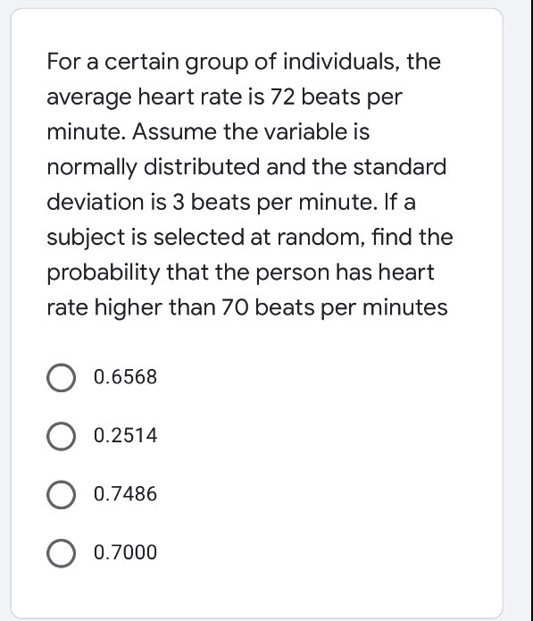 Solved For a certain group of individuals, the average heart | Chegg.com