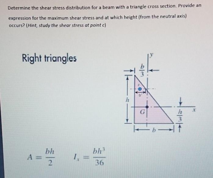 Solved Determine the shear stress distribution for a beam | Chegg.com