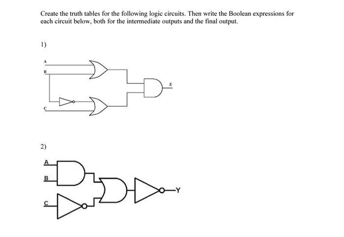Solved Create the truth tables for the following logic | Chegg.com