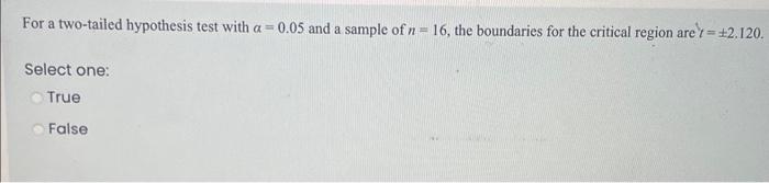 Solved For a two-tailed hypothesis test with α=0.05 and a | Chegg.com