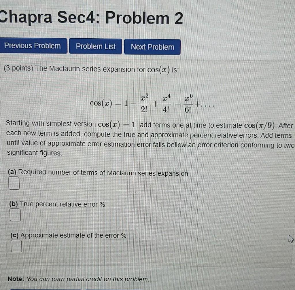 Solved Chapra Sec4: Problem 2 Previous Problem Problem List | Chegg.com