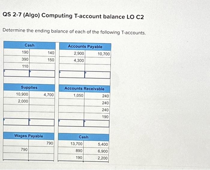 Solved QS 27 (Algo) Computing Taccount balance LO C2