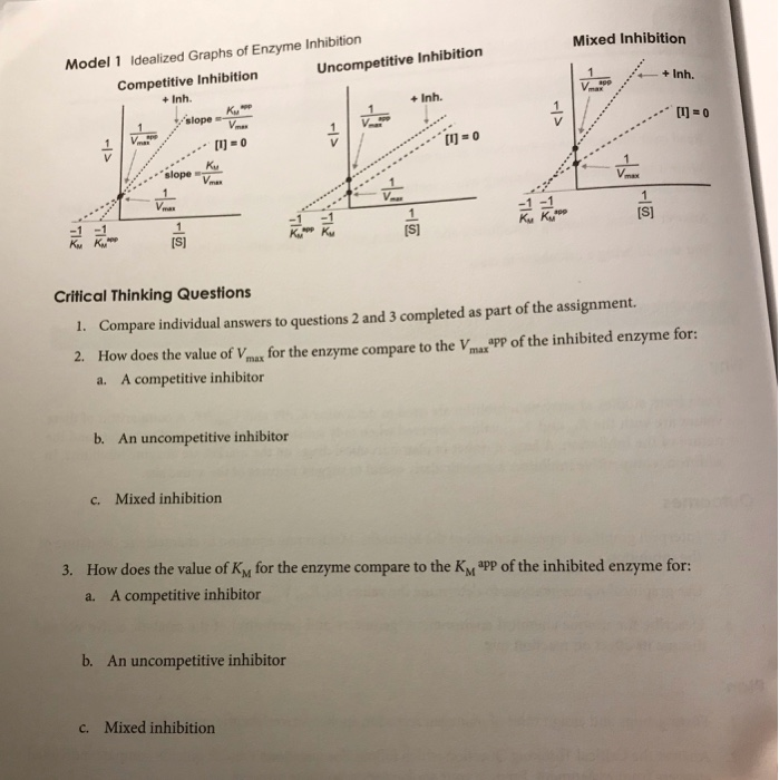 Solved Mixed Inhibition + Inh. Model 1 Idealized Graphs of