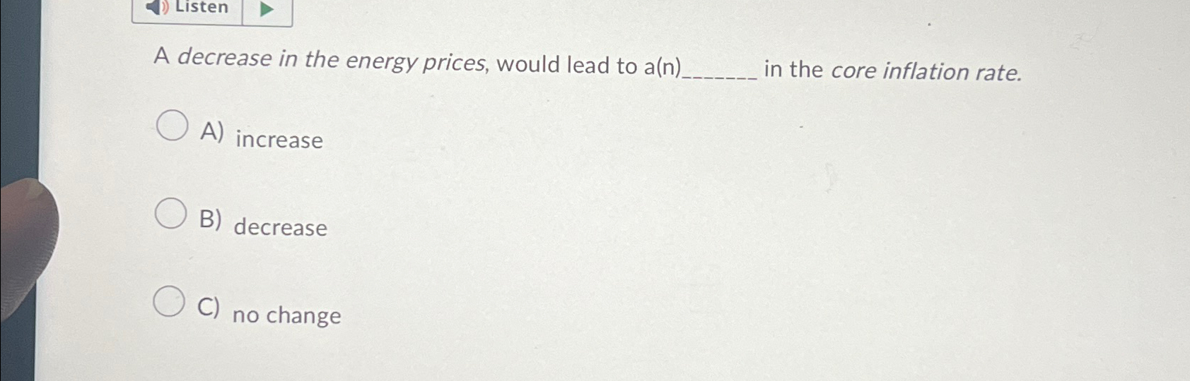 Solved A decrease in the energy prices, would lead to a(n) | Chegg.com