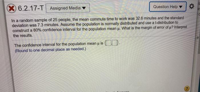 Solved X 6.2.17-T Assigned Media Question Help e In a random | Chegg.com