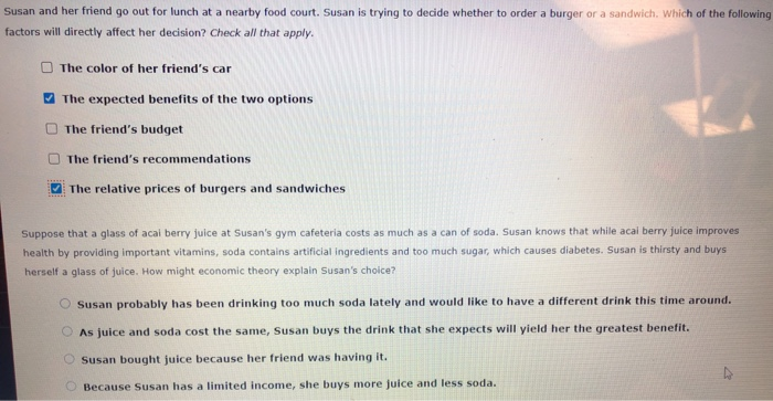 Solved Susan and her friend go out for lunch at a nearby | Chegg.com