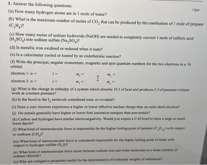Solved (g) What is the change in enthalpy of a system which | Chegg.com