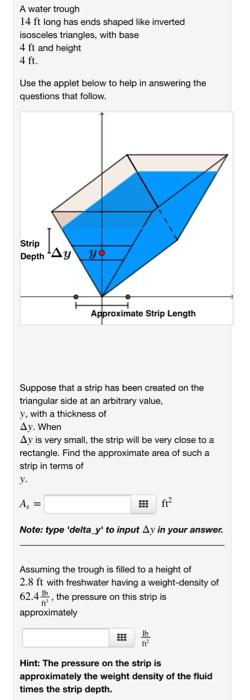 Solved A water trough 14 ft long has ends shaped like | Chegg.com
