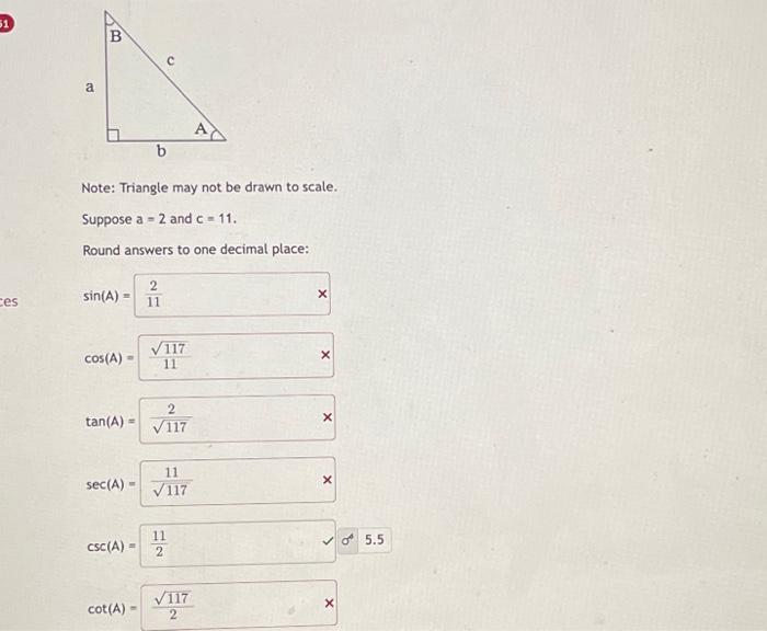 Solved Note: Triangle may not be drawn to scale. Suppose a=2 | Chegg.com