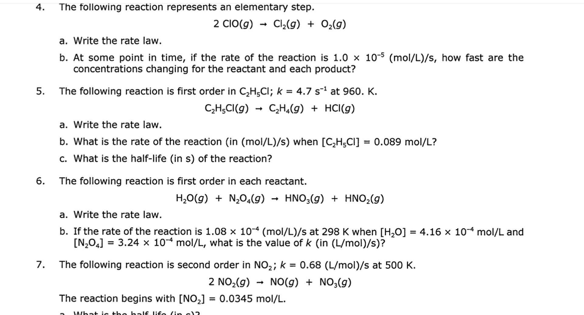 Solved The following reaction represents an elementary | Chegg.com