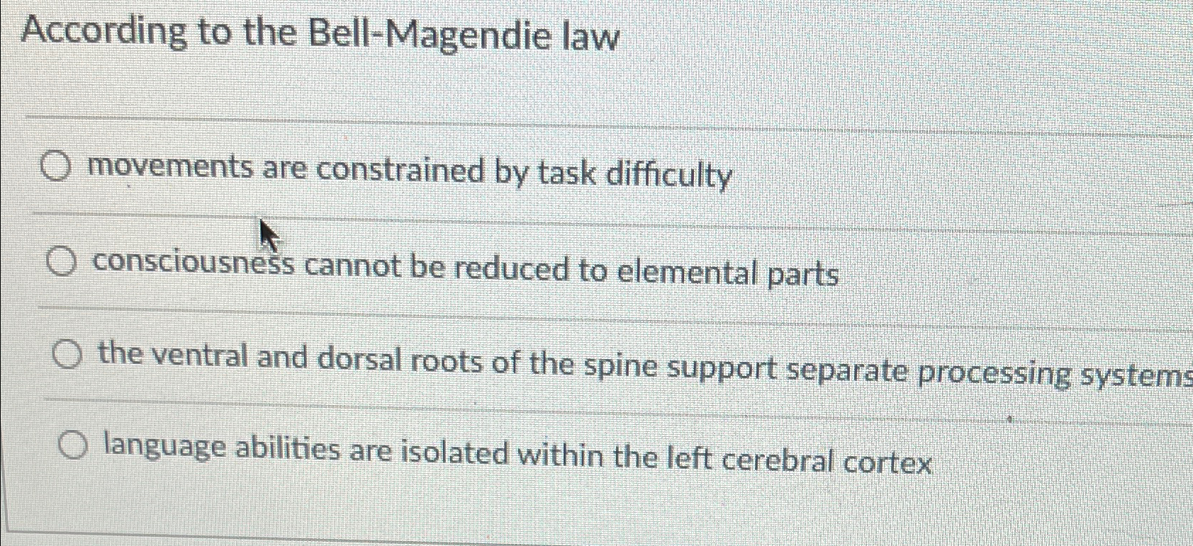 Solved According to the BellMagendie lawmovements are