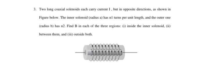 Solved 3. Two long coaxial solenoids each carry current I, | Chegg.com