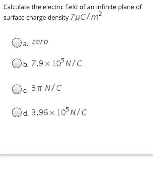 Solved Calculate the electric field of an infinite plane of | Chegg.com