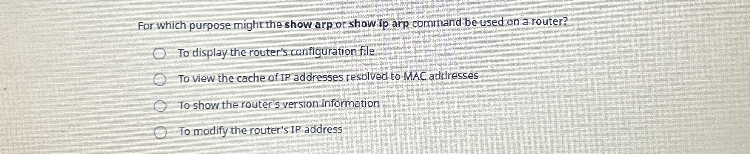 Solved for which purpose might the show arp or show ip arp chegg