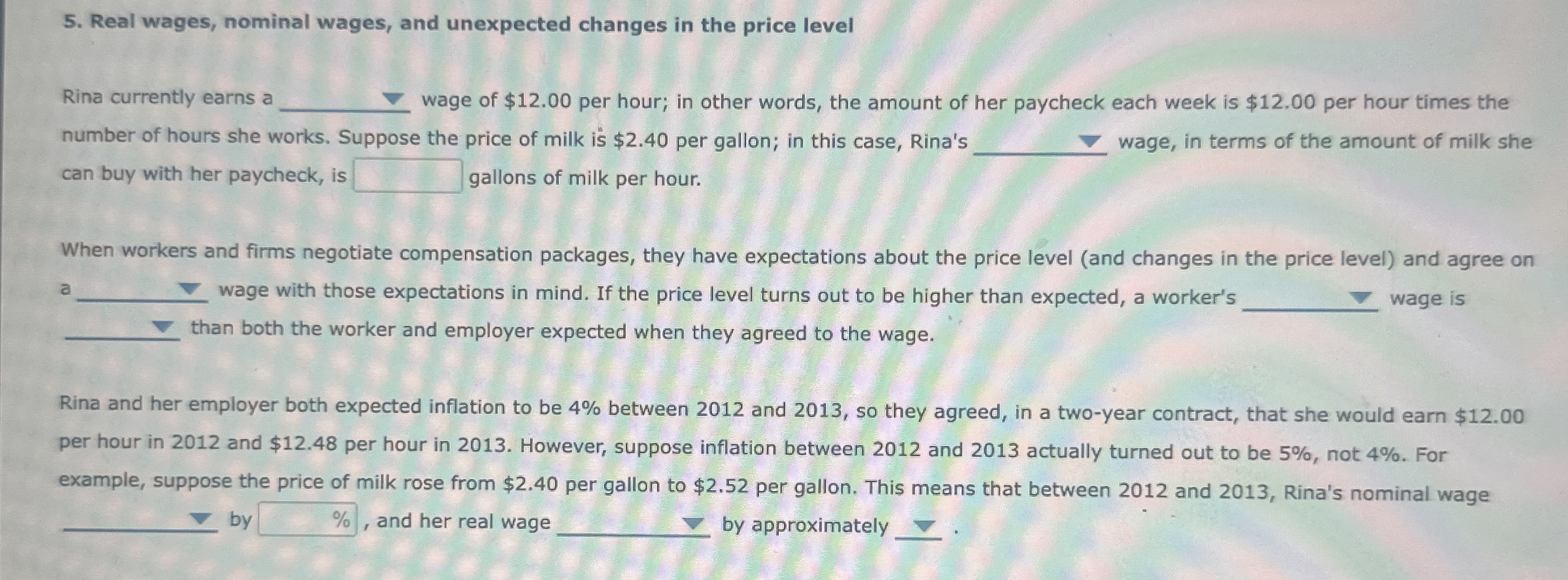 Solved Real wages, nominal wages, and unexpected changes in | Chegg.com
