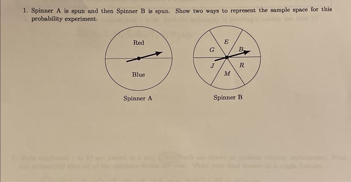 Solved Spinner A Is Spun And Then Spinner B Is Spun. Show | Chegg.com